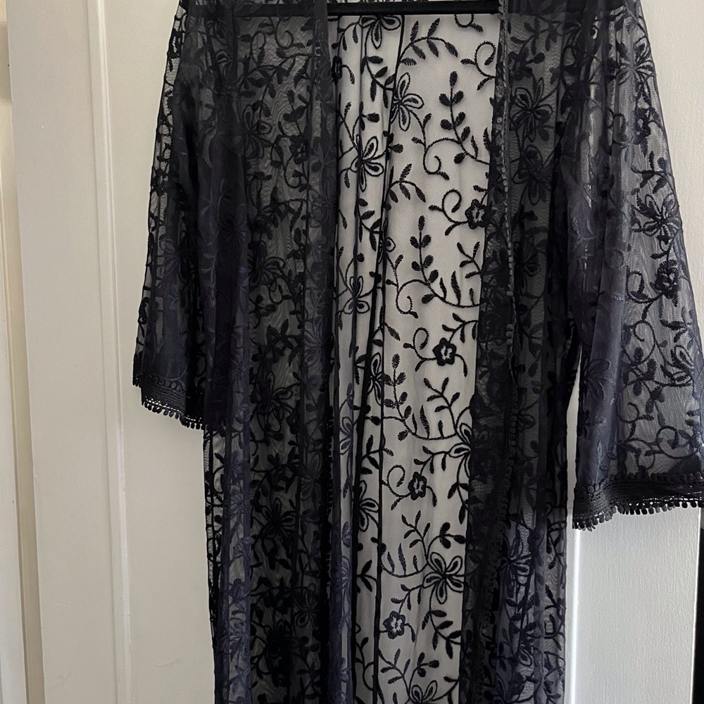 Elegant Black Lace Kimono